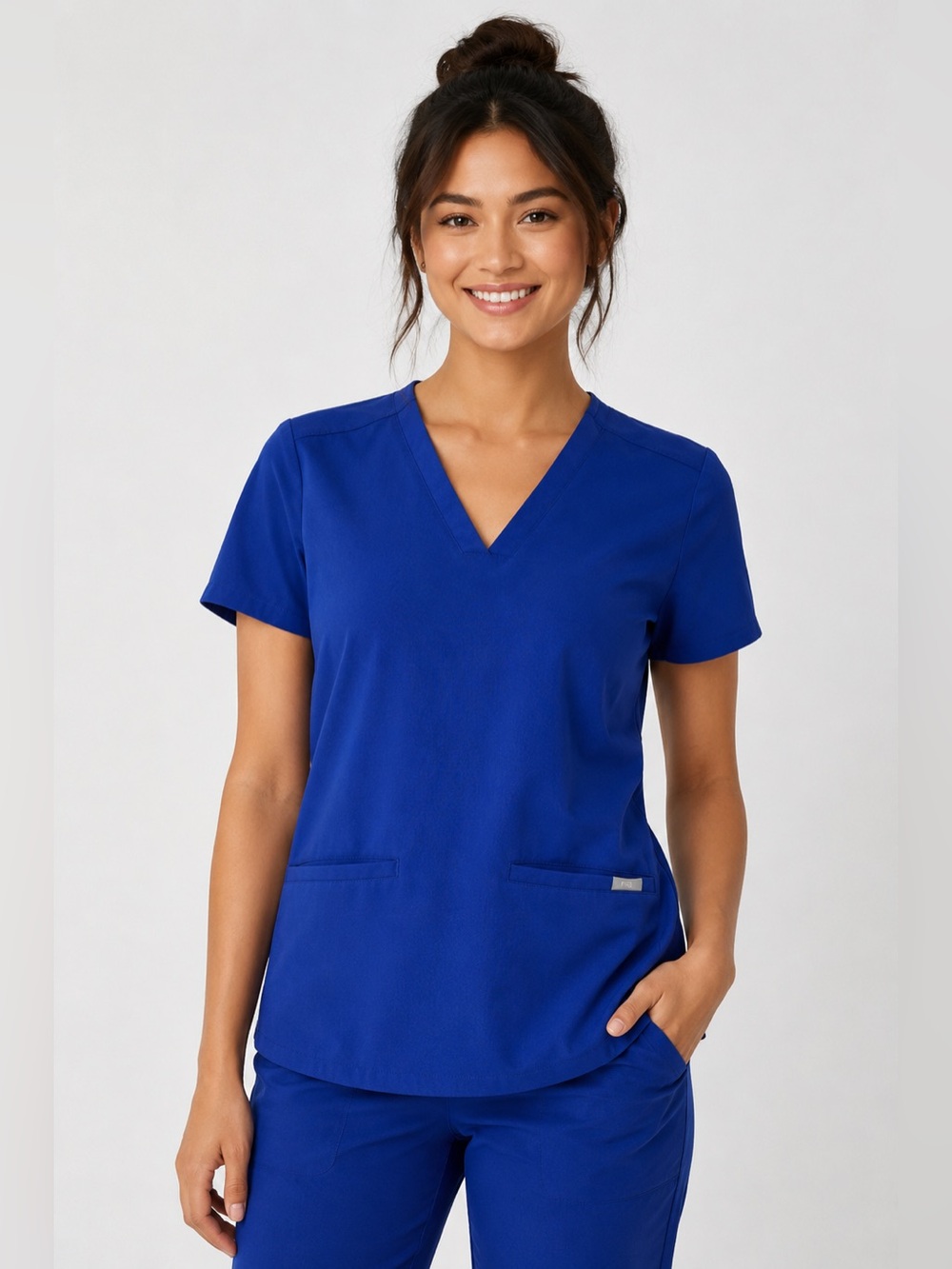 FIGS Catarina Slim Scrub Top XXS Royal Blue Cobalt Blue